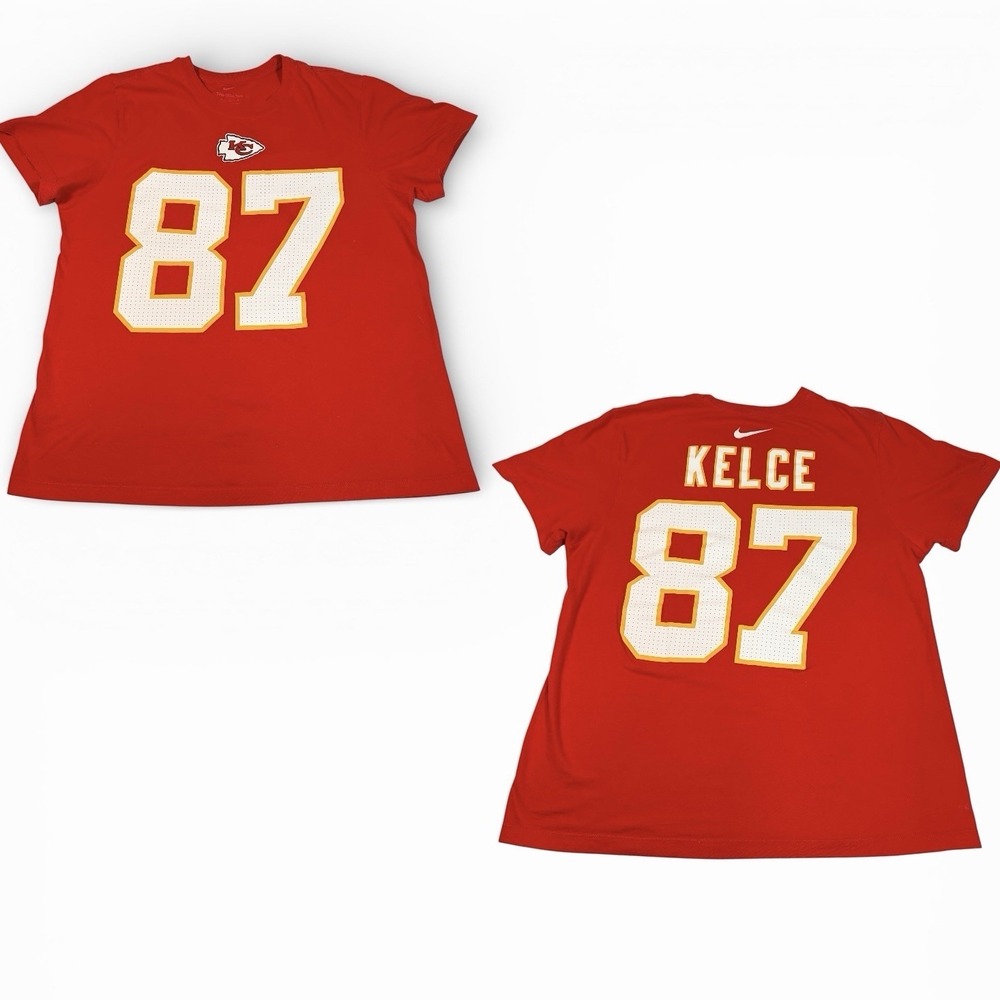 Travis Kelce #87 NFL Kansas City Chiefs Nike Cotton Name Number Shirt Unisex M